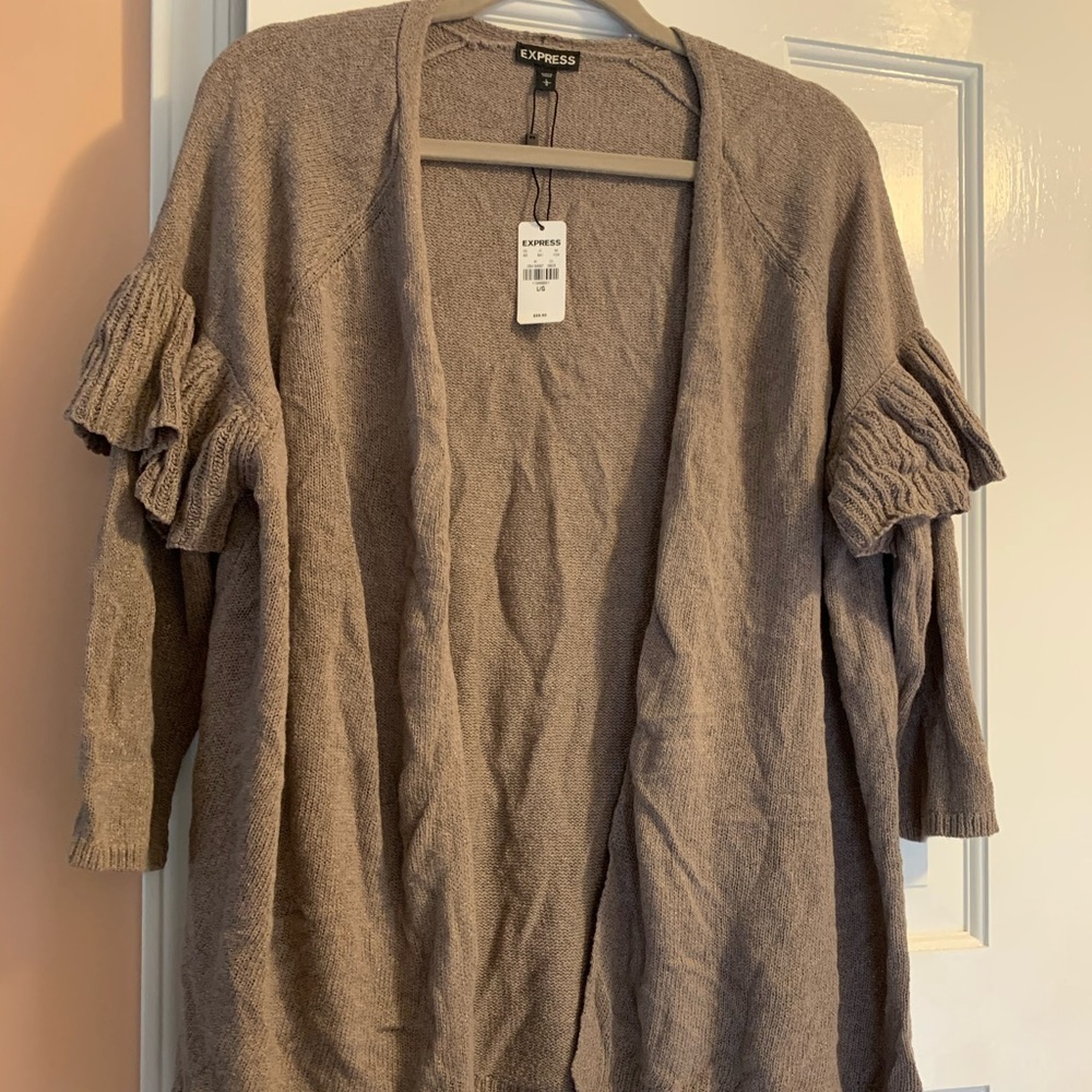 NWT! Express 3/4 length ruffle detail open sweater - Picture 5 of 6